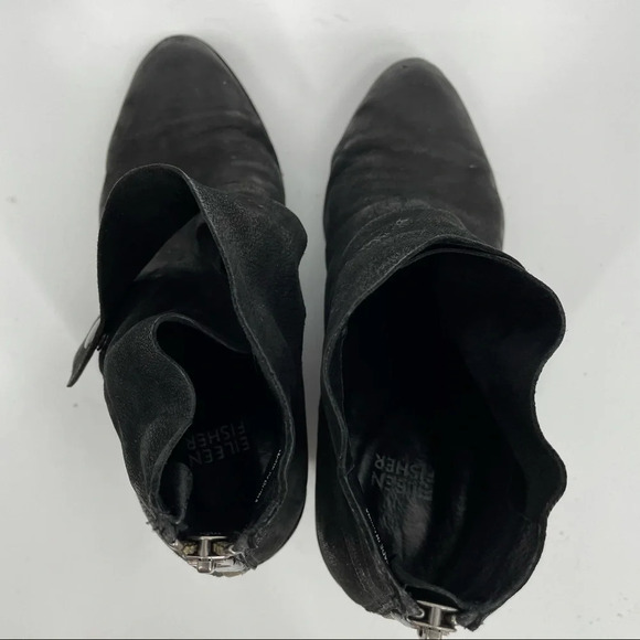 Eileen Fisher heel booties Black 7 leather chunky heel - Picture 6 of 7